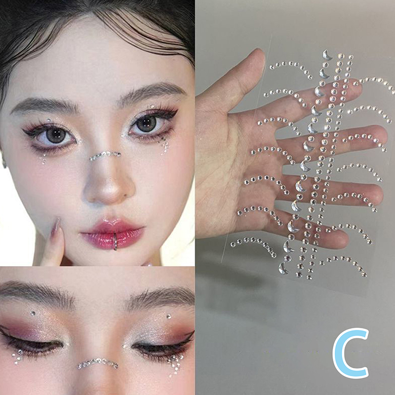 Nail Art - 新しいDIY自己粘着ダイヤモンドフェイスアイボディステッカー、一時的なジュエルデカール、フェスティバルネイルビューティーパーティーデコレーション用