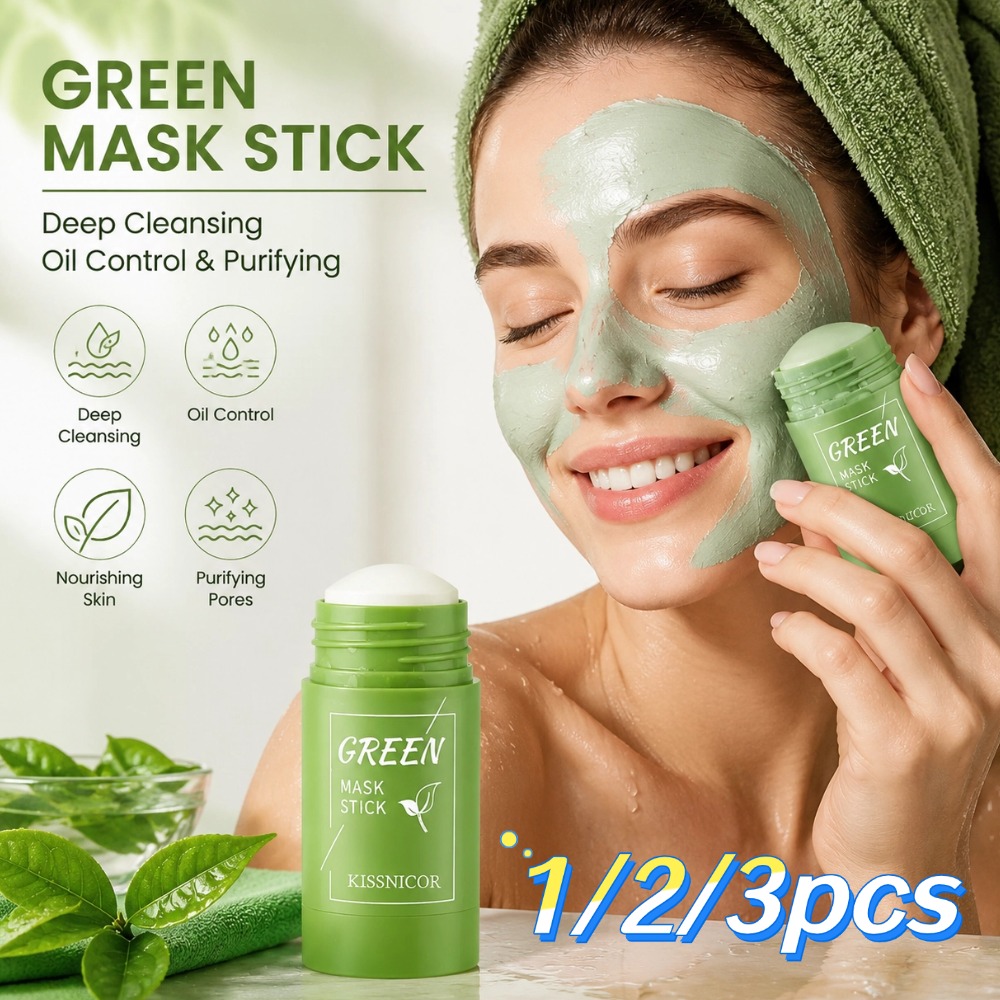 Green Tea Cleansing Clay Mask - 1/2/3 個緑茶マスクディープクレンジング緑茶粘土スティック毛穴縮小ディープブラックヘッドリムーバーフェイシャルクレンジングマスク