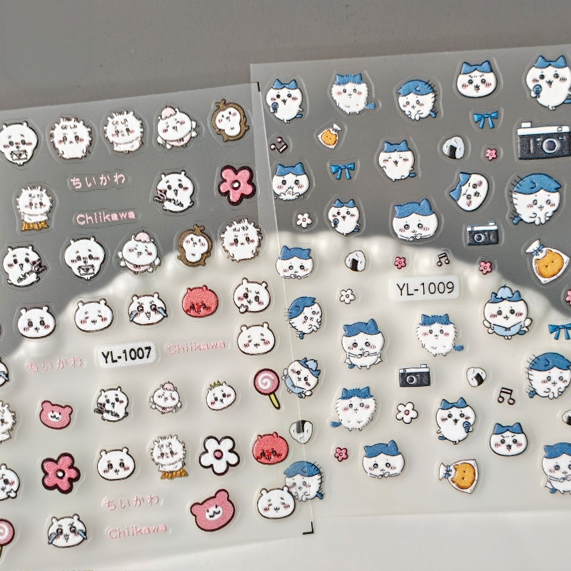 かわいい漫画風ネイルステッカー。うさぎとハチワレのキュートな - Nail Art のレビューと価格
