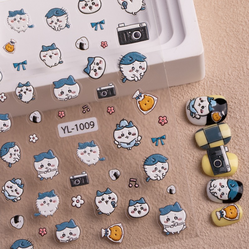 かわいい漫画風ネイルステッカー。うさぎとハチワレのキュートな - Nail Art のレビューと価格