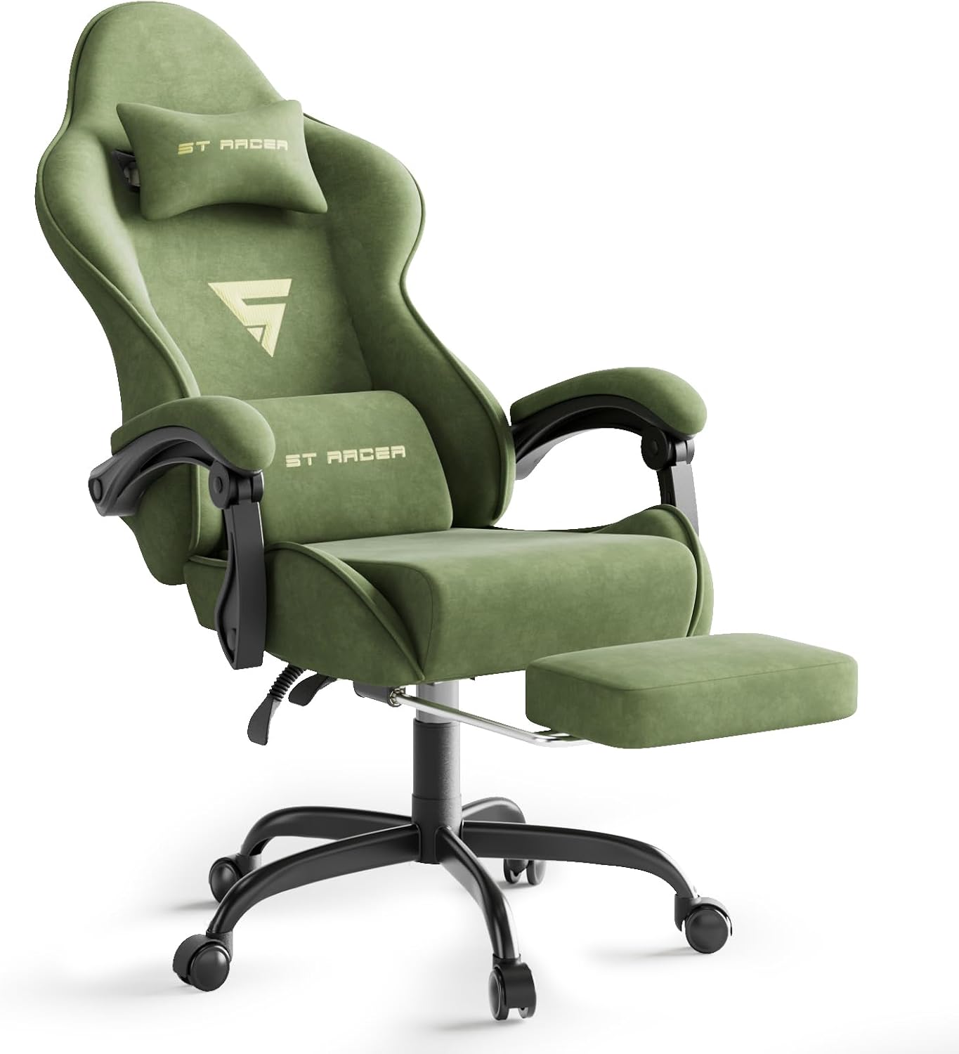 大人用ゲーミングチェア、フットレスト付きマッサージ機能と腰当 - Massage のレビューと価格