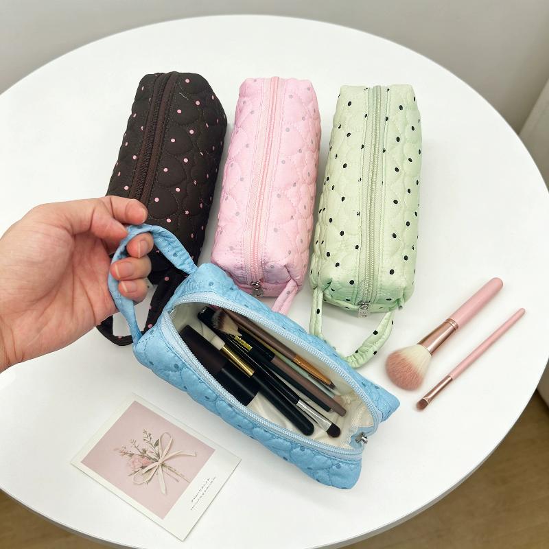 ポータブルなドット柄のコスメティックバッグ。ミニマルなデザイ - Makeup のレビューと価格