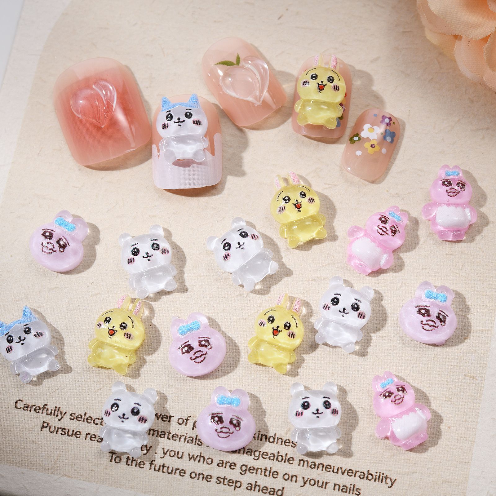 100個入り、かわいい漫画風のフォークリカワ柄ネイルアートア - Nail Art のレビューと価格