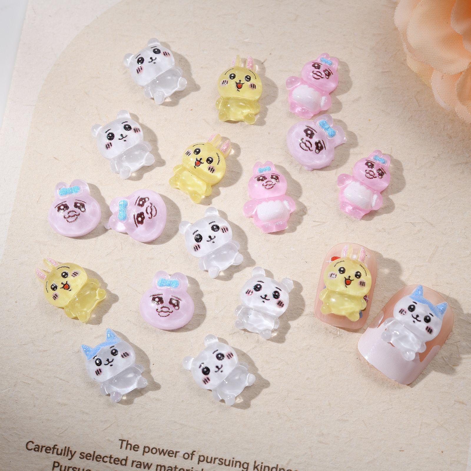 100個入り、かわいい漫画風のフォークリカワ柄ネイルアートア - Nail Art のレビューと価格