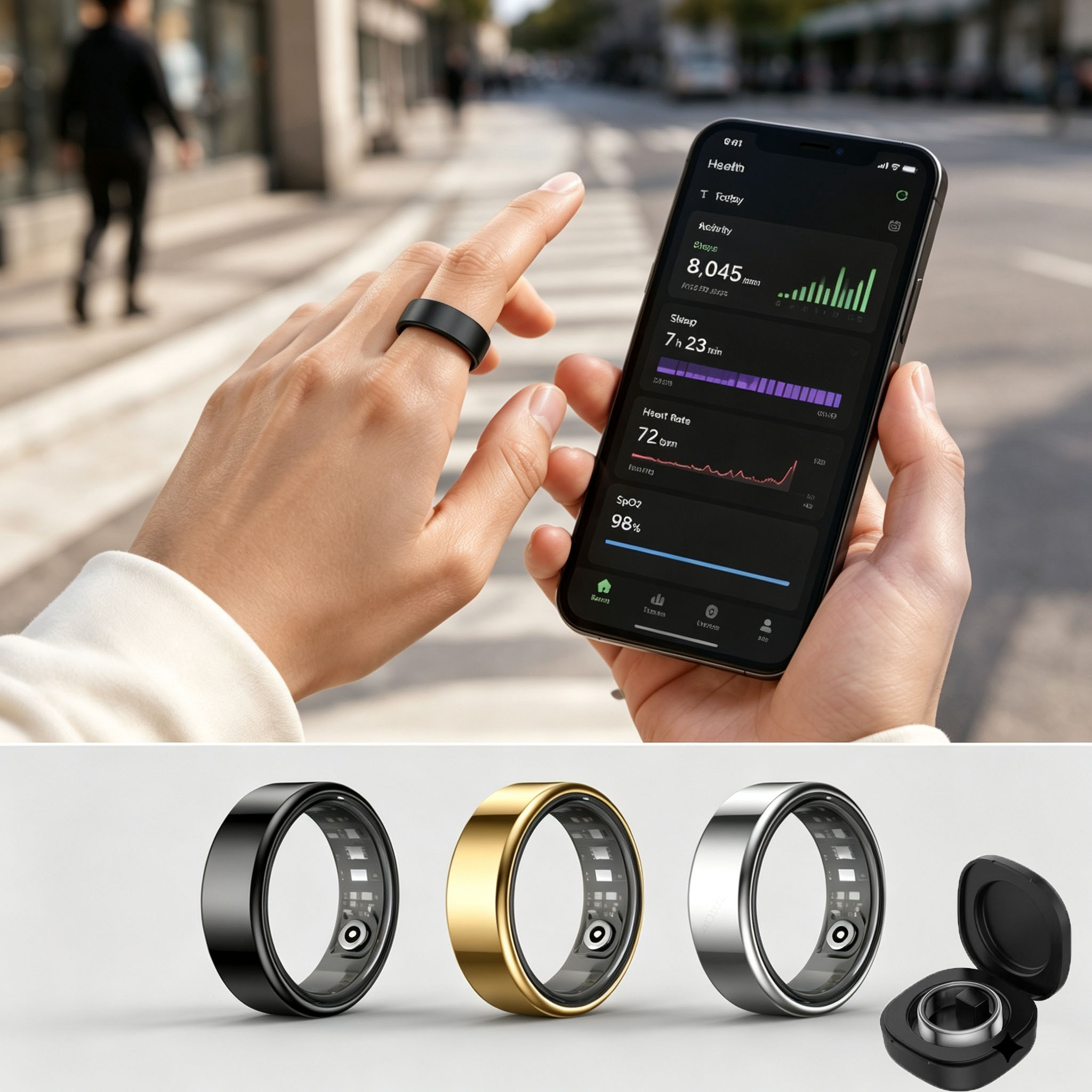 スマートリング 心拍数 血圧 睡眠モニタリング モーショント - Health Monitors のレビューと価格