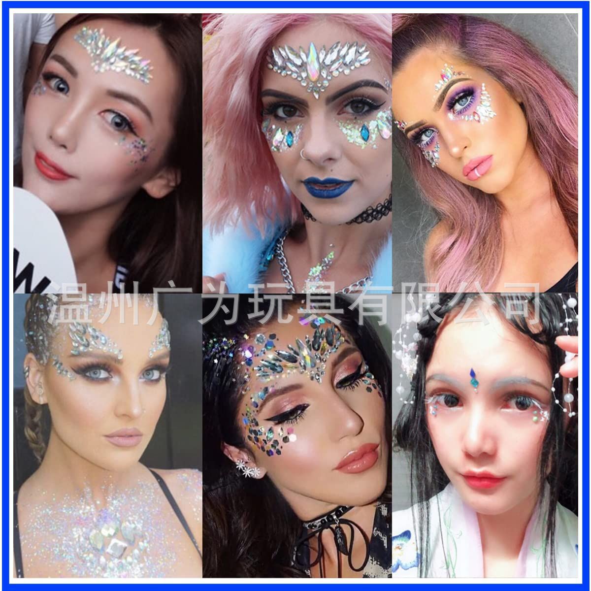 アクリル製フェイスラインストーンステッカー、粘着式クリスタル - Makeup のレビューと価格