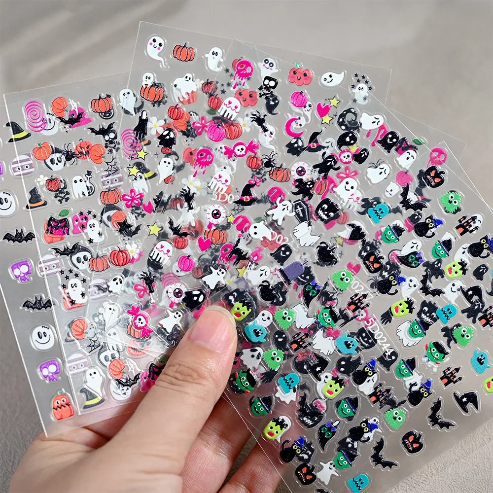 1枚入り 5D ハロウィン ネイルステッカー ピンク/グリー - Nail Art のレビューと価格