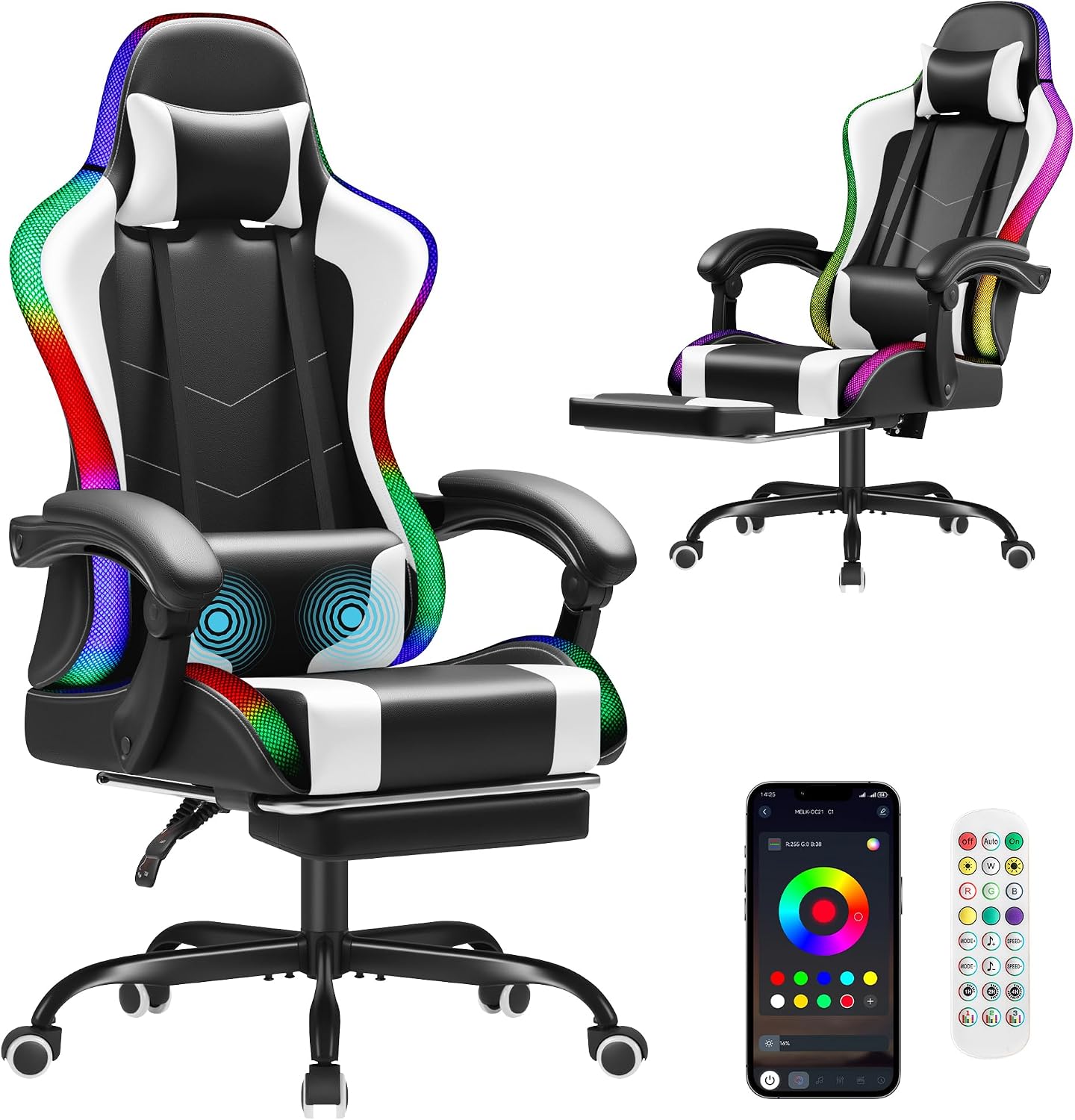 Homall ゲーミングチェア、エルゴノミックPCチェア、マ - Massage のレビューと価格