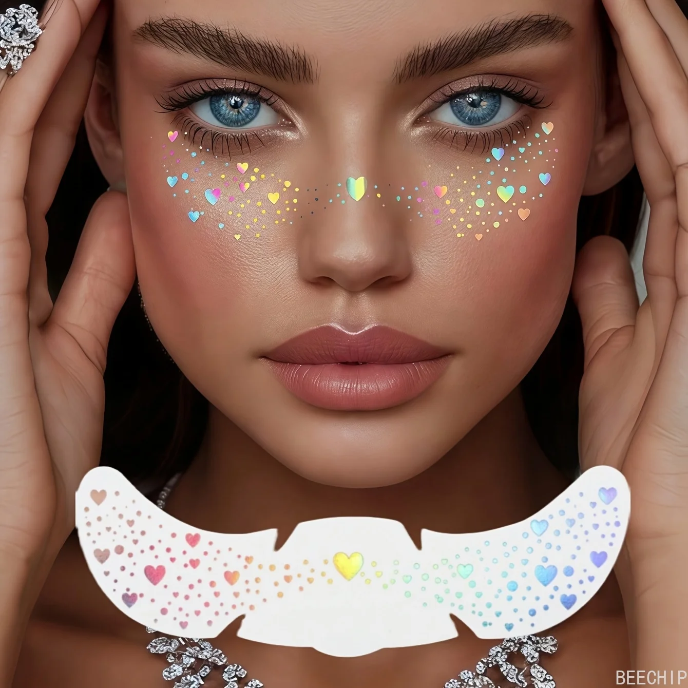 6 枚のグリッターそばかすホログラフィックステッカーハートそ - Makeup のレビューと価格